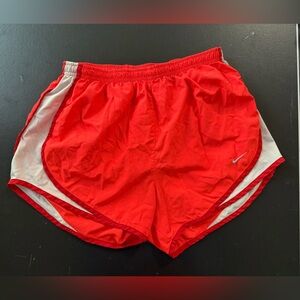 Nike Women's Vibrant Orange and Red Athletic Shorts